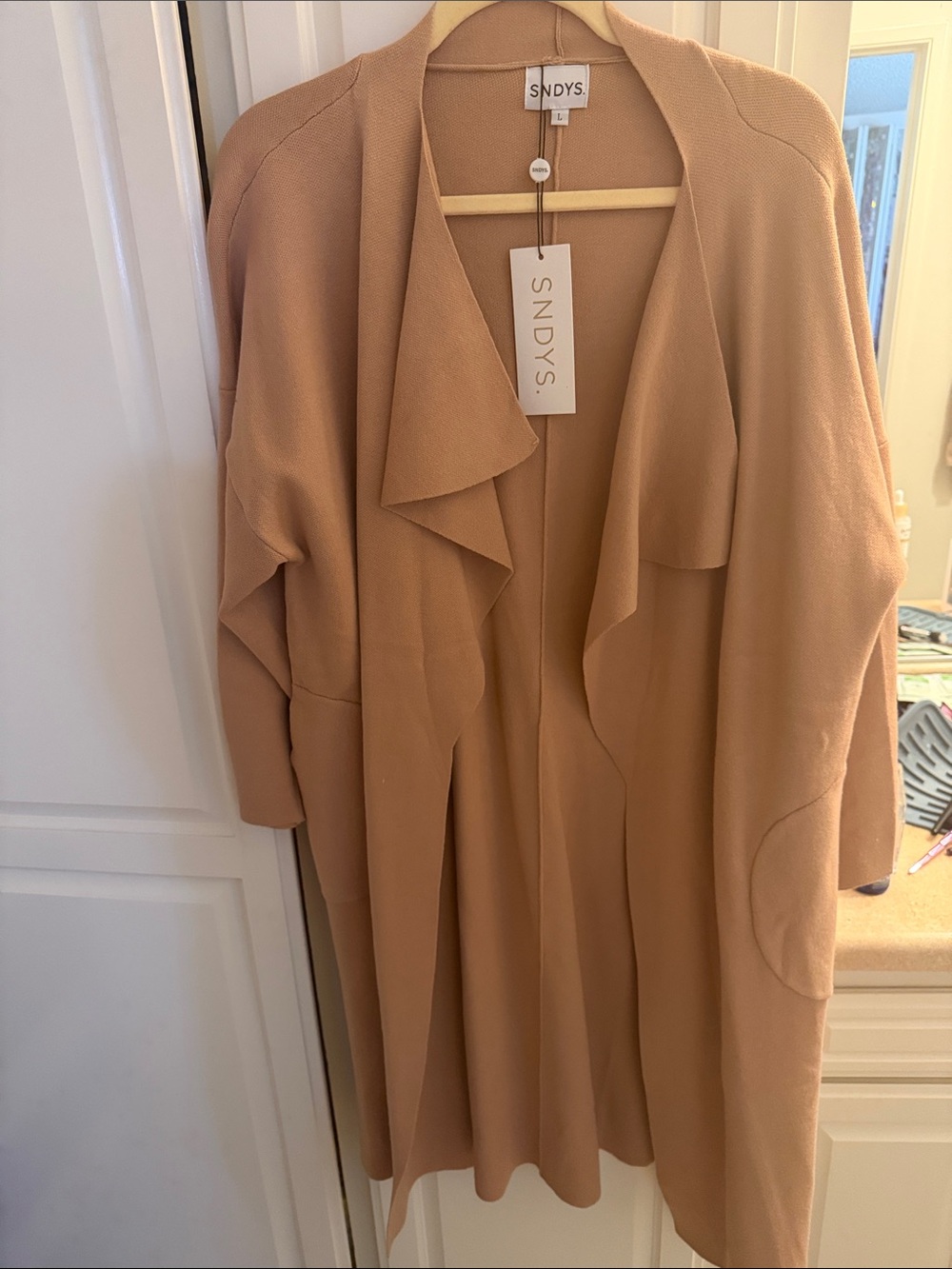 SNDYS Women's Camel Open-Front Drape Cardigan